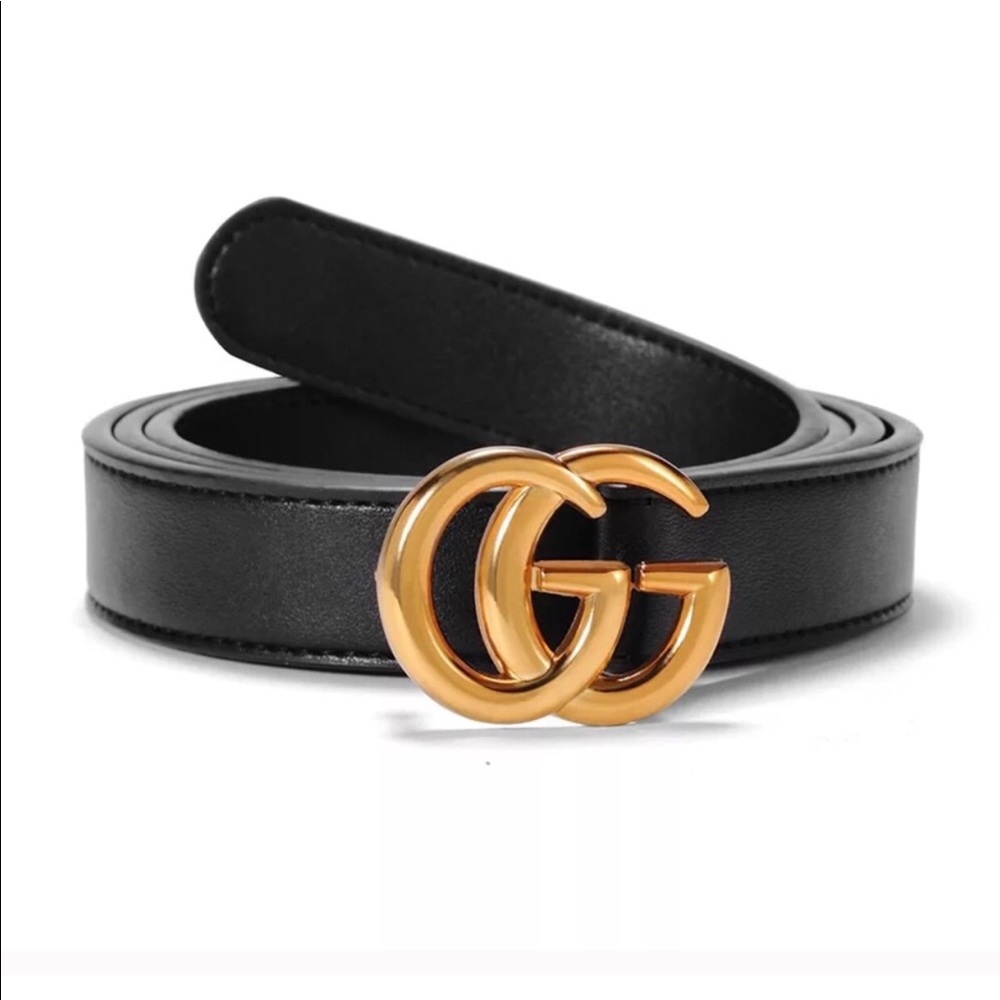 Luxury Leather Belt Designer Metal Gold Buckle GG
